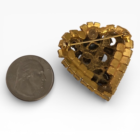 Vintage Rivoli Rhinestone Heart Brooch - Picture 7 of 7